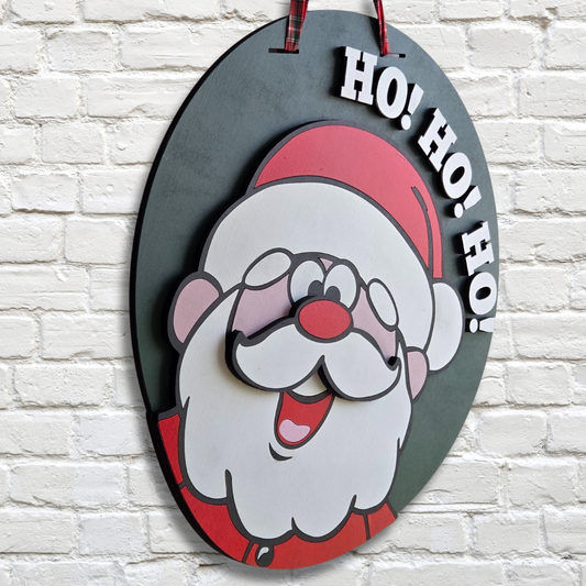 Santa Claus Door Hanger – HO HO HO Christmas Front Door Sign