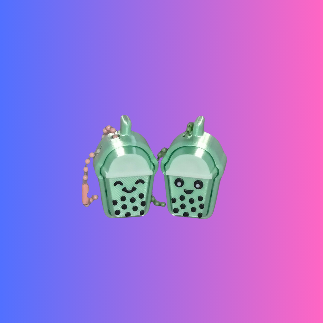 Boba Cup Clicker Keychain – Random Style Fidget Toy with Ball Chain