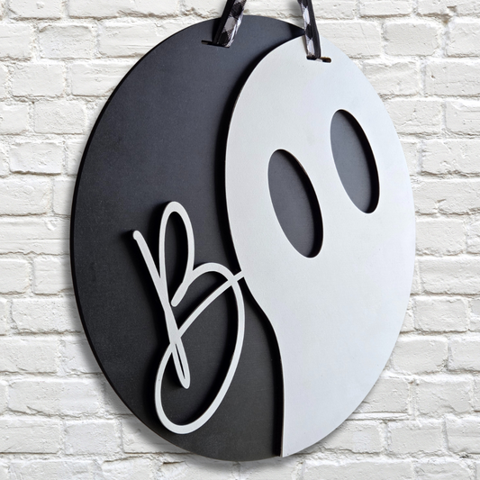 BOO Ghost Door Hanger – Modern Halloween Door Sign