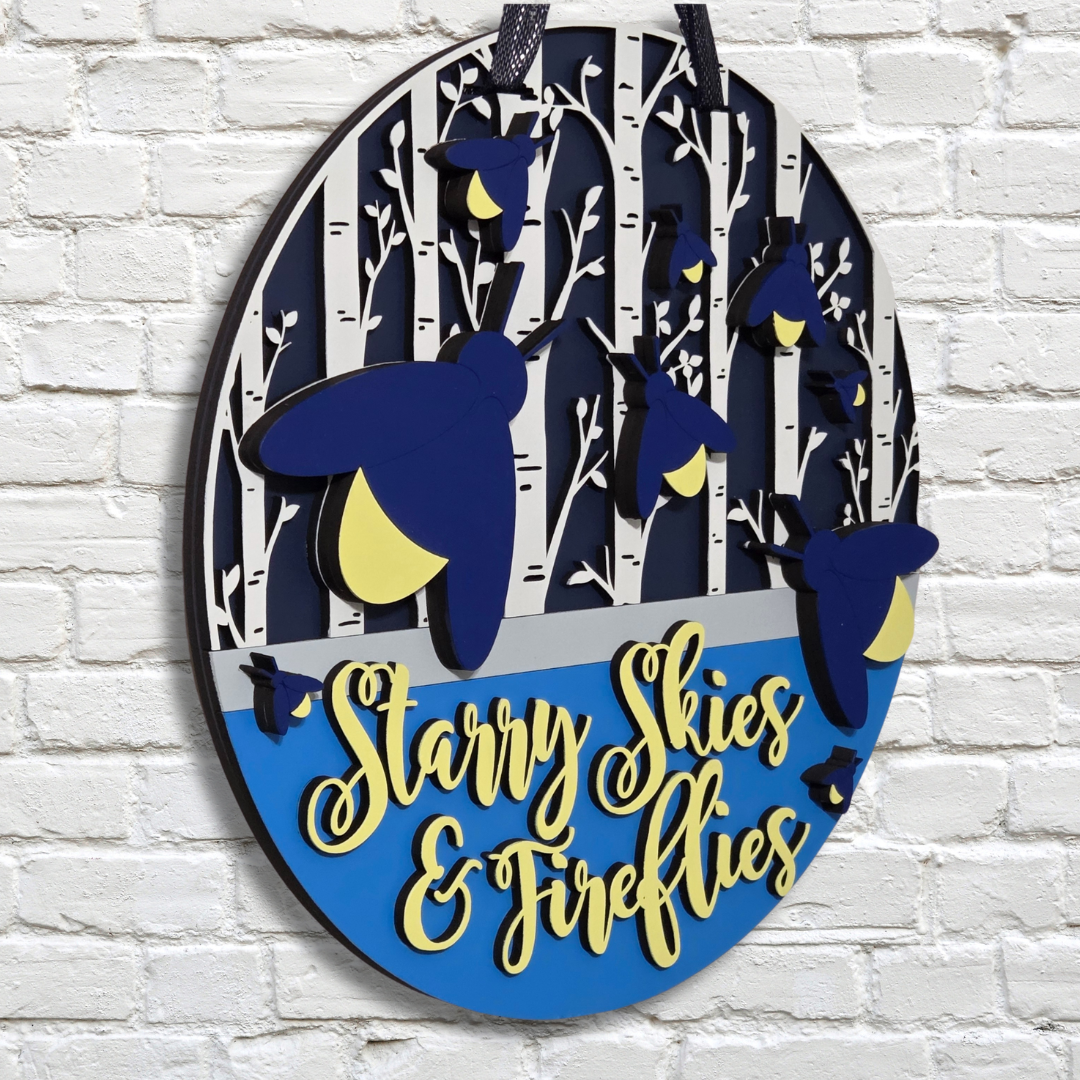 Starry Skies & Fireflies Door Hanger β Layered Summer Night Decor