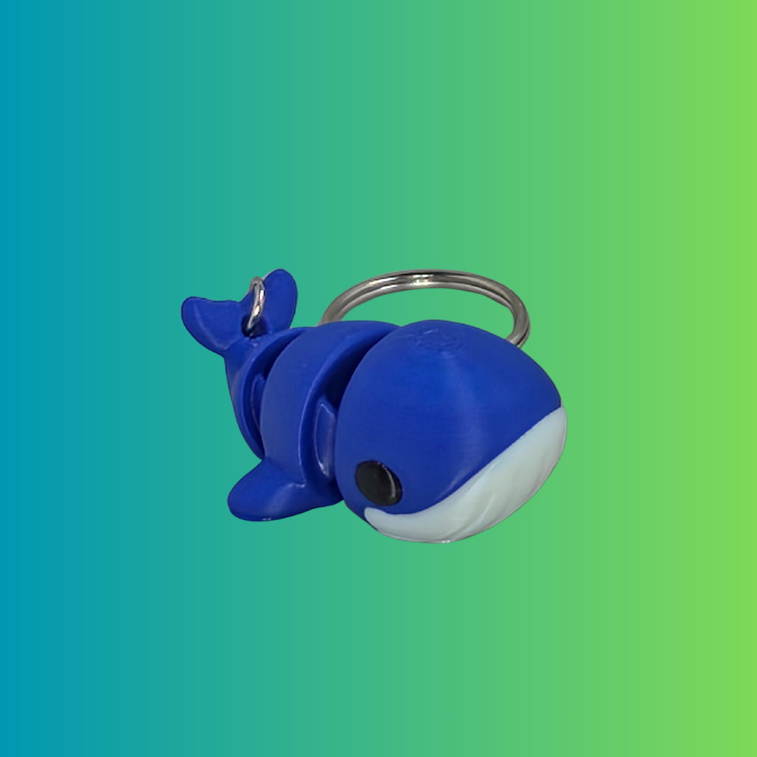 Articulating Whale Keychain โ Ocean-Themed 3D Printed Fidget Toy