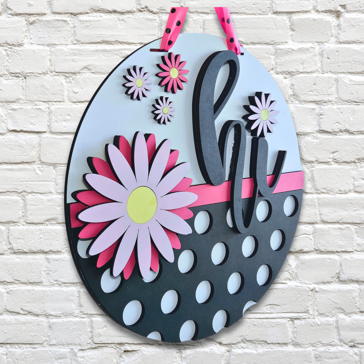 Hi Daisy Polka-dot Door Hanger