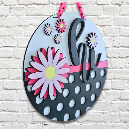 Hi Daisy Polka-dot Door Hanger