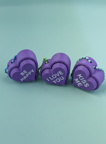 Conversation Heart Clicker Keychain – 3D Printed Candy Fidget