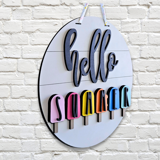 Hello Summer Popsicles Door Hanger