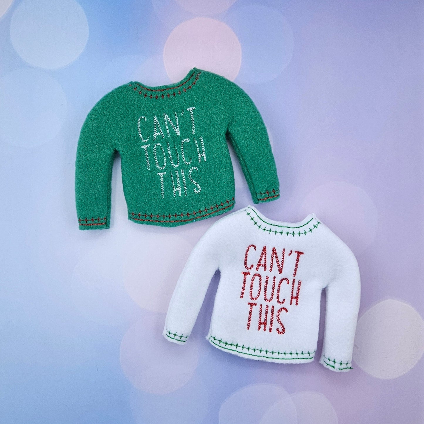 Can’t Touch This Ugly Elf Sweater – Custom Color Embroidered Fleece Christmas Outfit for Mini Elves