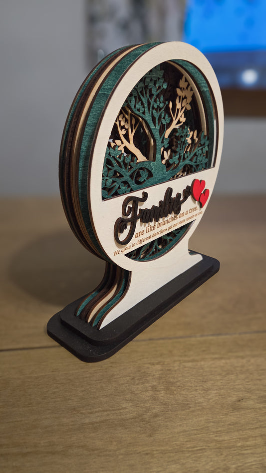 Family Tree of Life Tabletop Stander – Layered Real Wood Keepsake