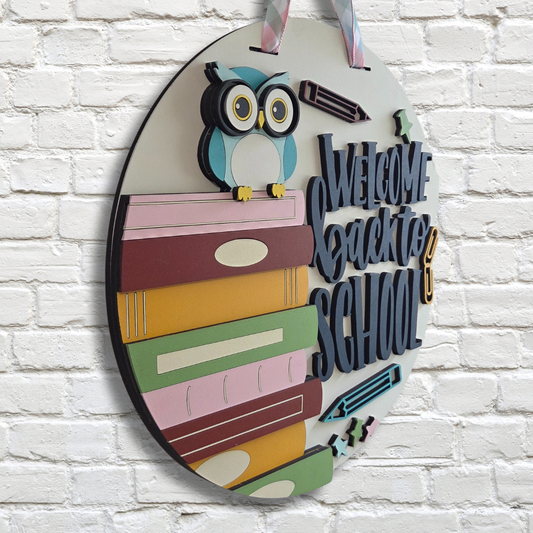 Welcome Back to School Door Hanger – Teacher Classroom Front Door Sign