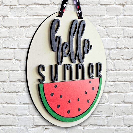 Watermelon "Hello Summer" Door Hanger