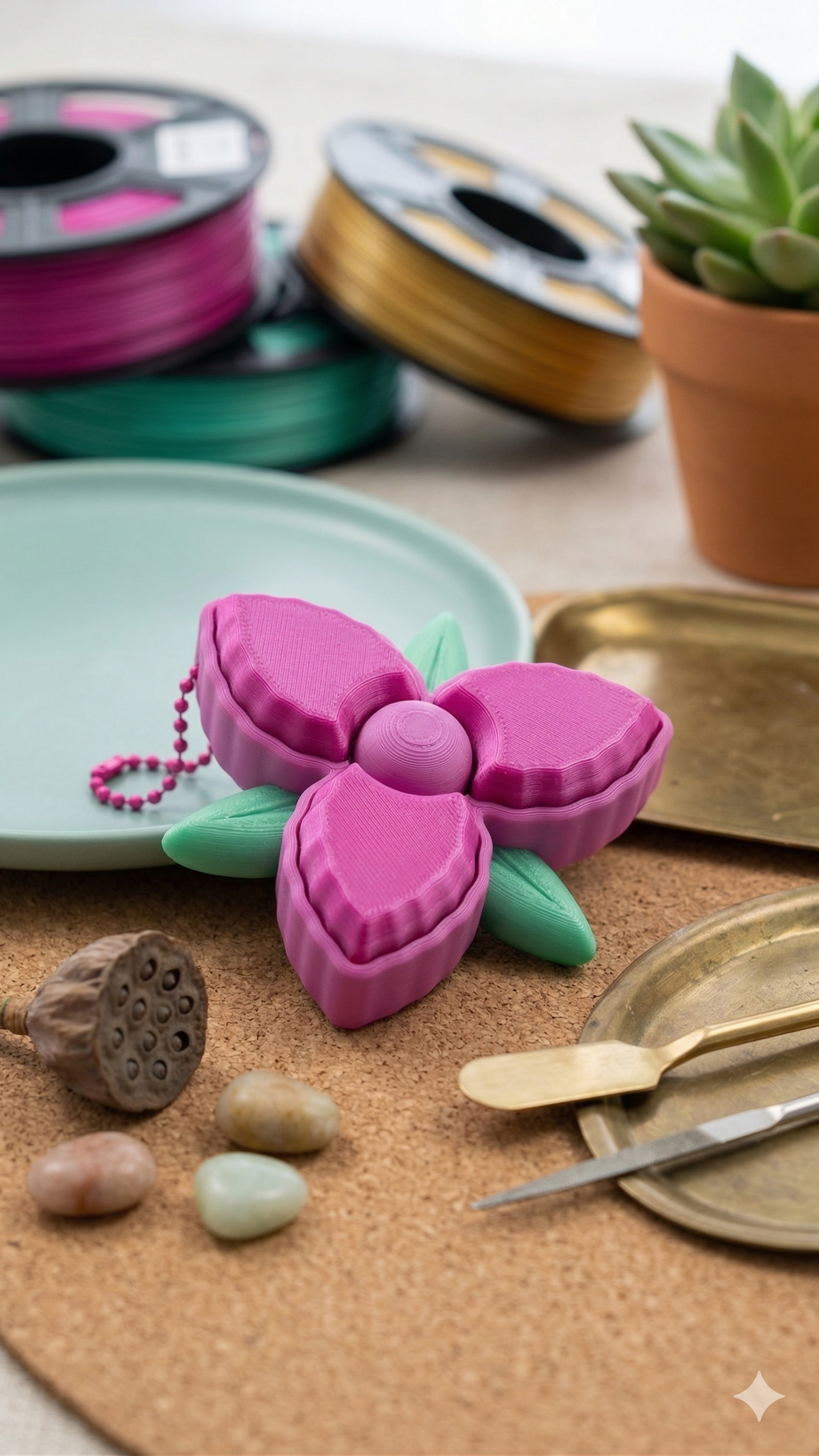 3-Petal Flower – Triple-Button Fidget Keychain