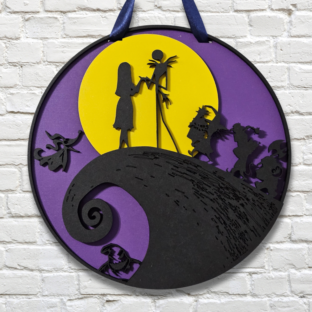 Jack and Sally on a Hill Door Hanger