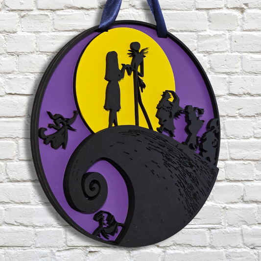 Jack and Sally on a Hill Door Hanger