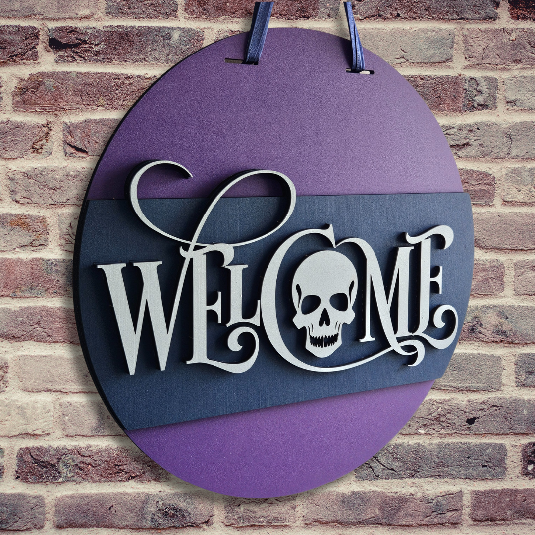 "Welcome" Skull Door Hanger