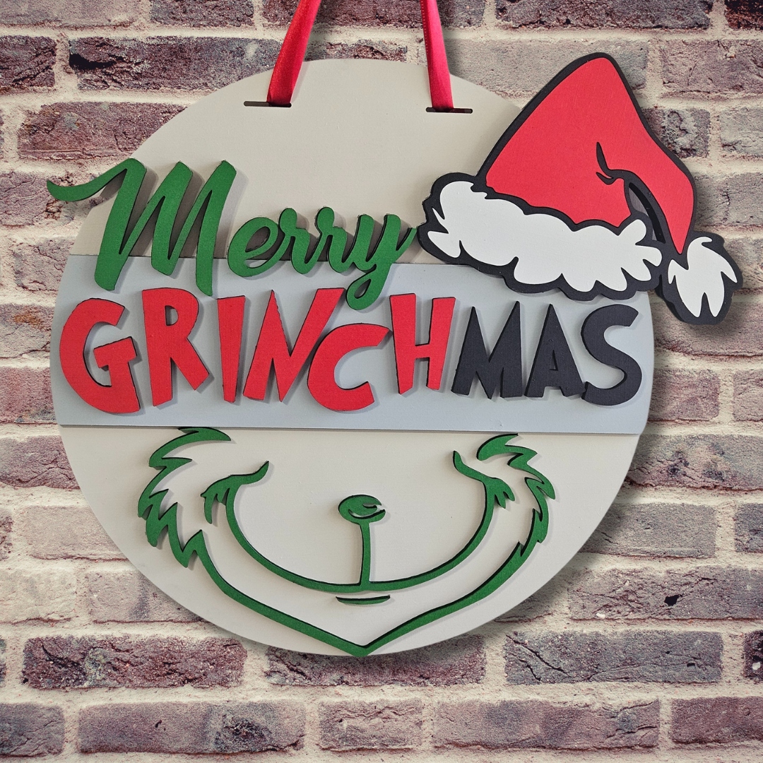 Merry Grinchmas – Layered Wooden Door Hanger
