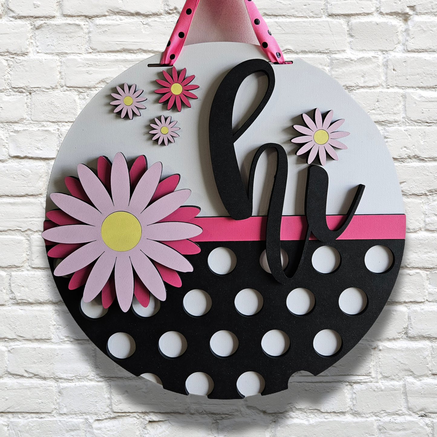 Hi Daisy Polka-dot Door Hanger