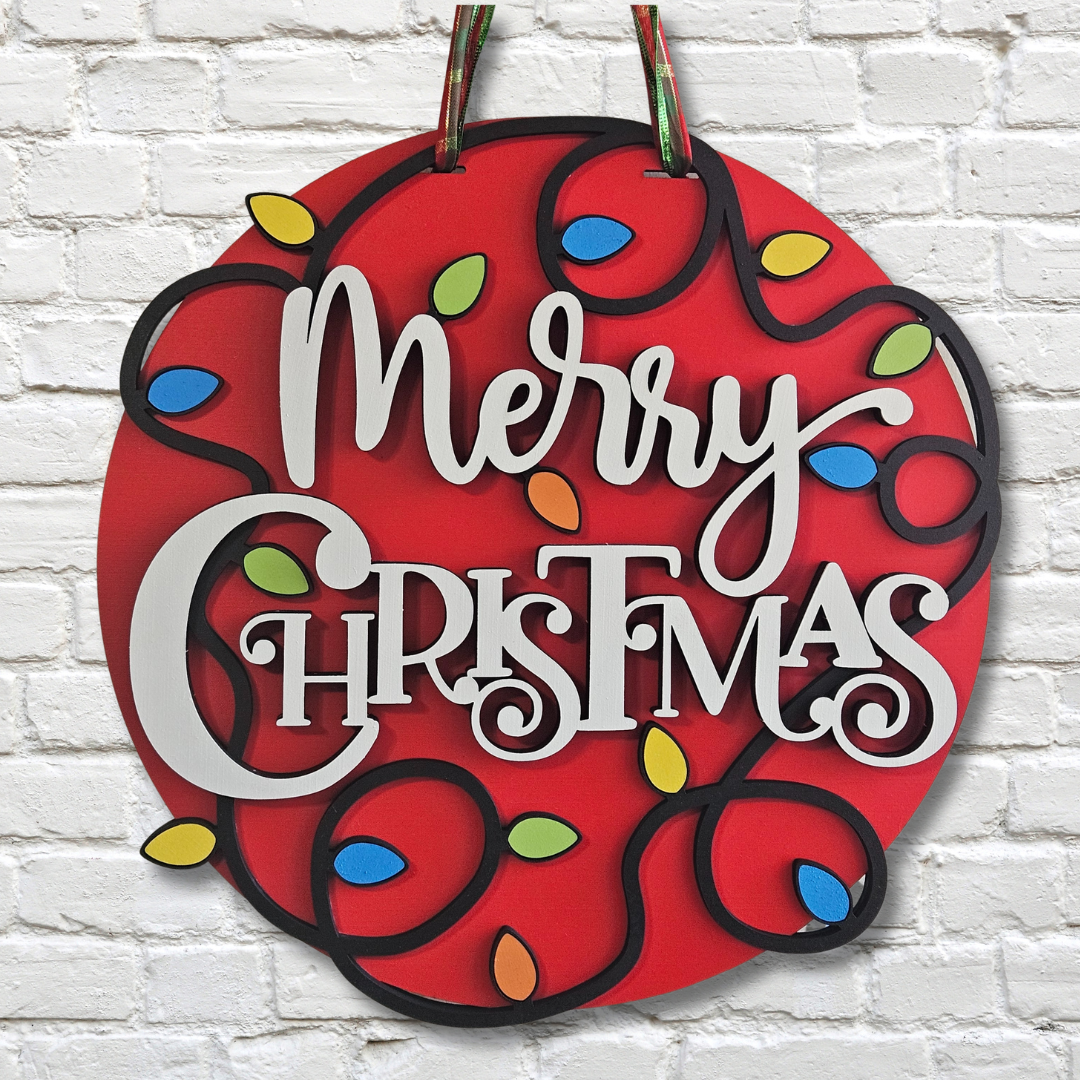 Merry Christmas Lights Door Hanger