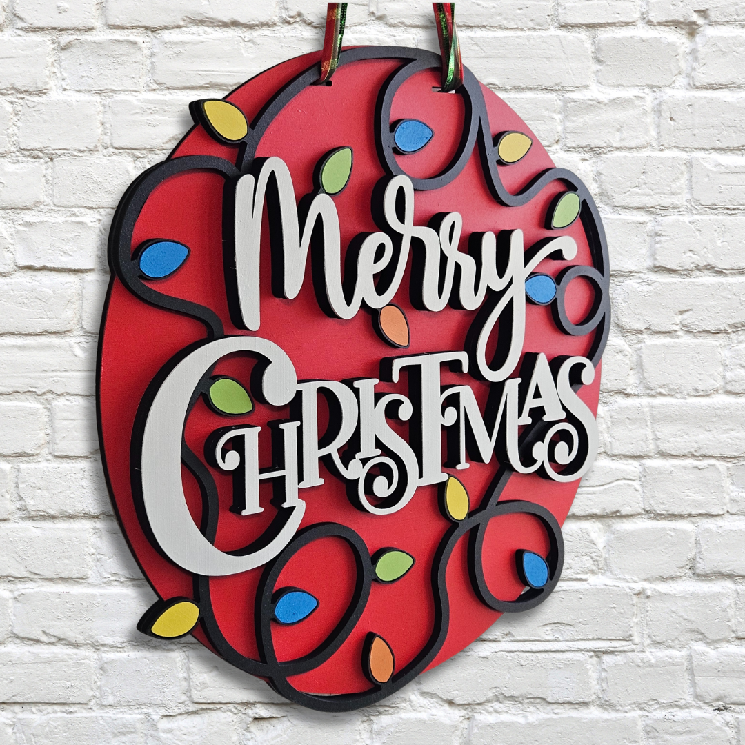 "Merry Christmas" Lights Door Hanger