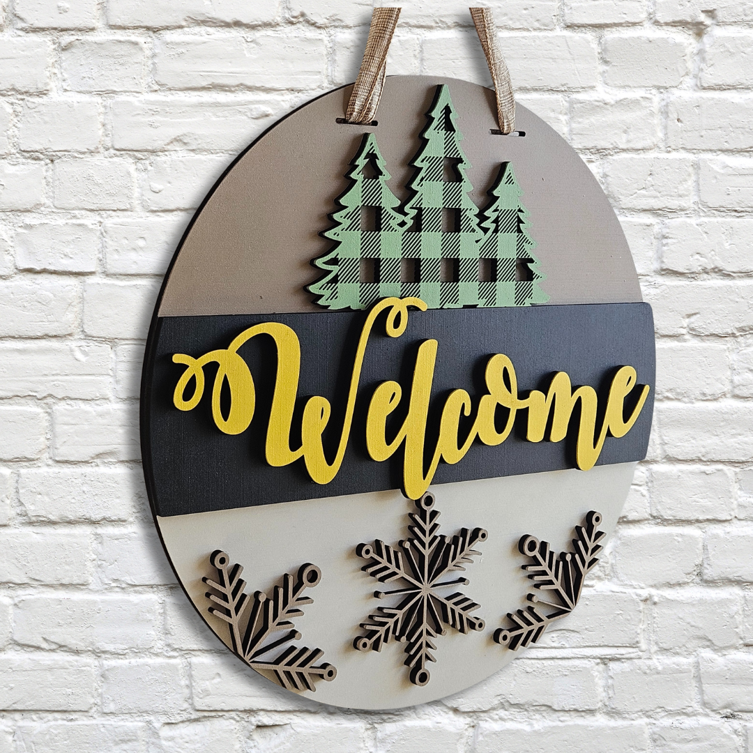 Welcome Pine Tree Door Hanger