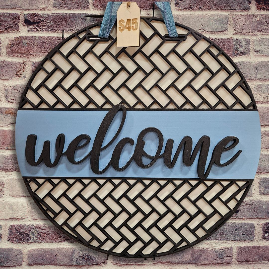 "Welcome" Subway Tile Door Hanger