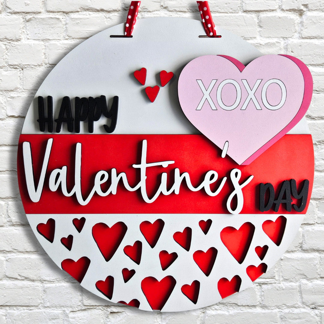 Happy Valentines Day Candy Heart Door Hanger