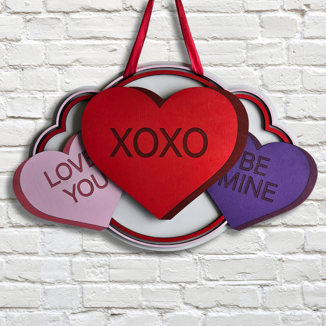 Valentine Candy Hearts Door Hanger