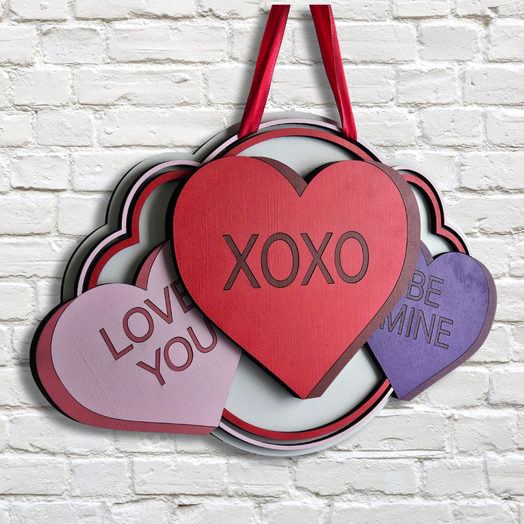 Valentine Candy Hearts Door Hanger