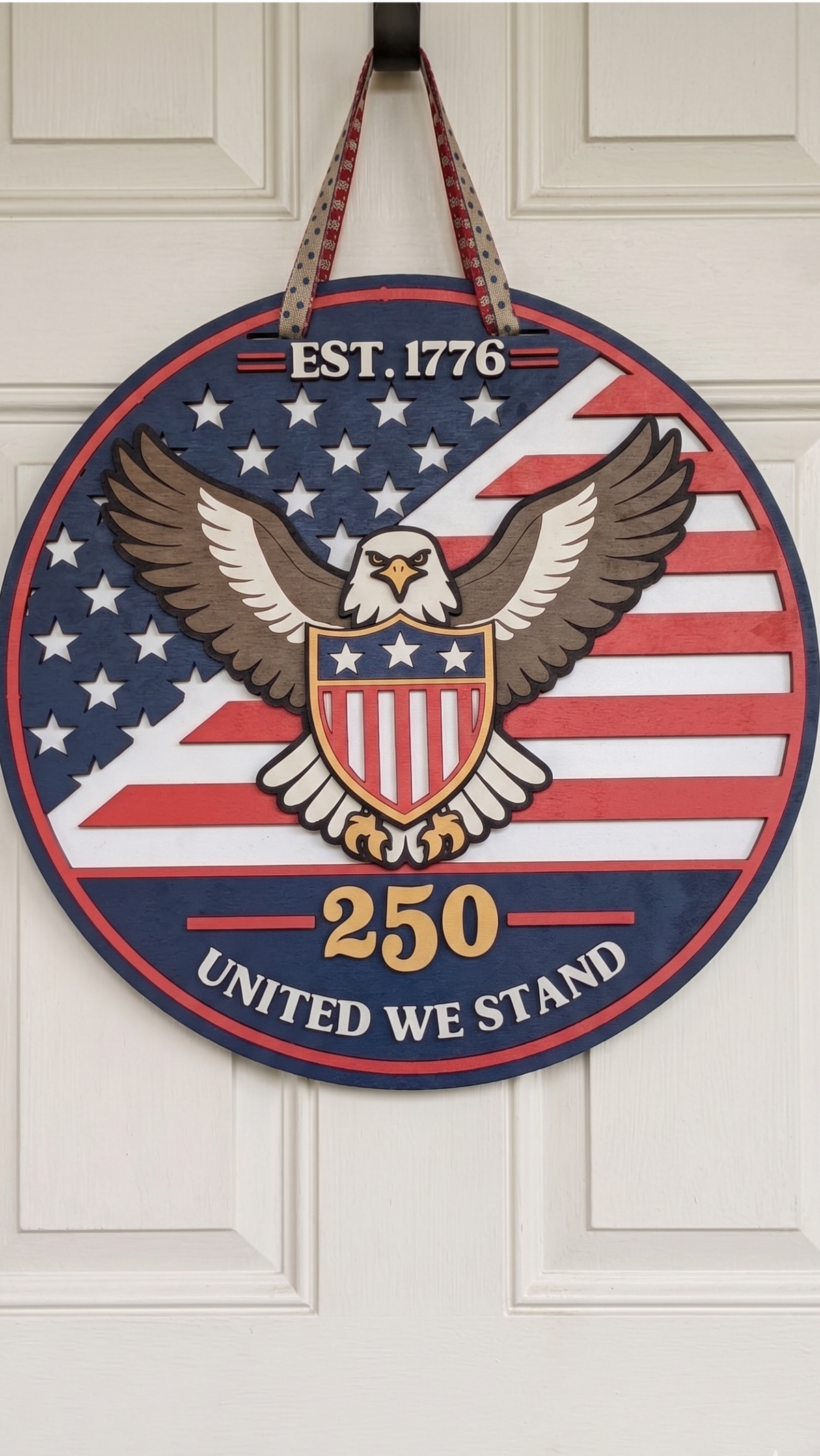 Patriotic Eagle – America’s 250th Birthday Commemorative Door Hanger