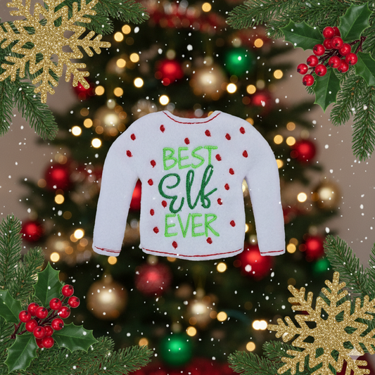 Best Elf Ever Sweater – Embroidered Fleece Christmas Outfit for Mini Elves