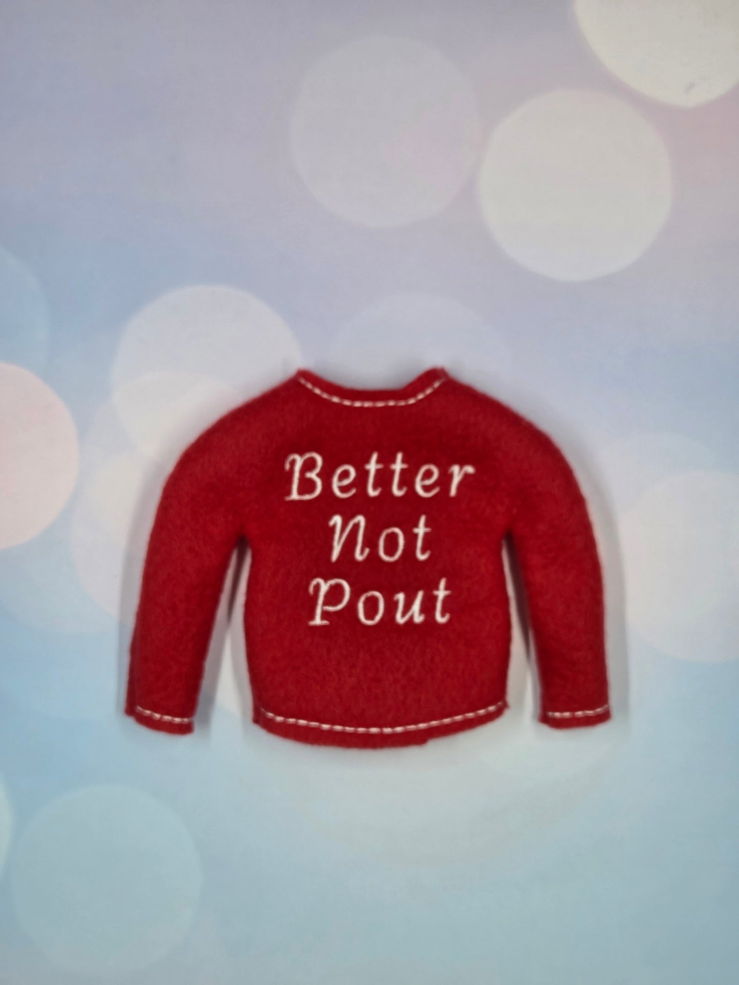 Better Not Pout Elf Sweater – Custom Embroidered Fleece Outfit for Mini Elves