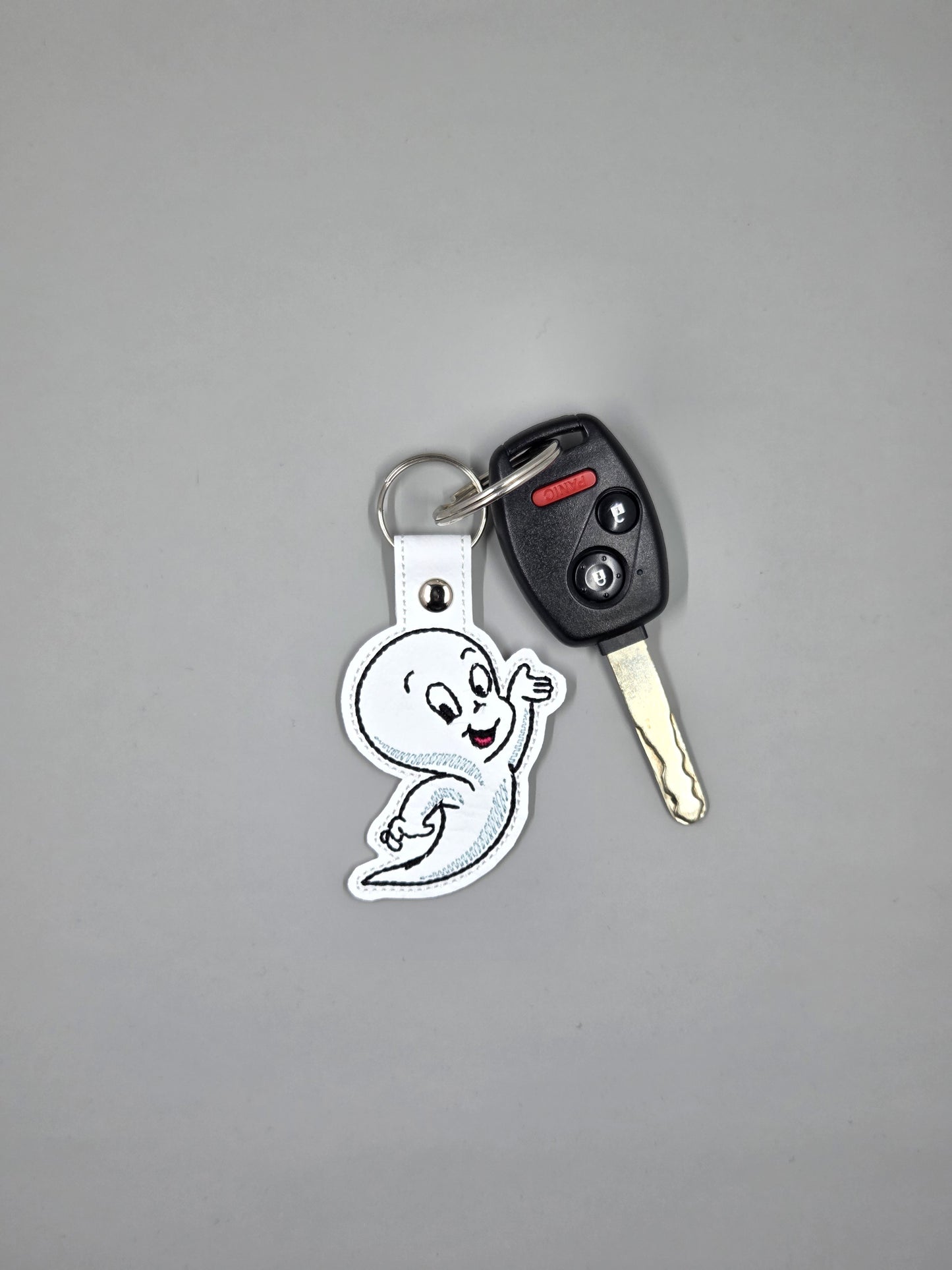 Kind Ghost Boy Embroidered Keychain | Friendly Ghost Vinyl Keychain