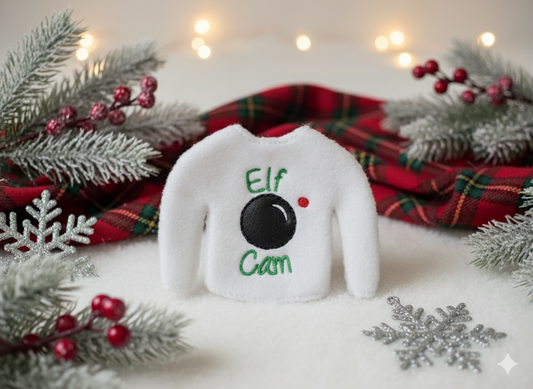 Elf Cam Elf Sweater – Embroidered Fleece Holiday Outfit