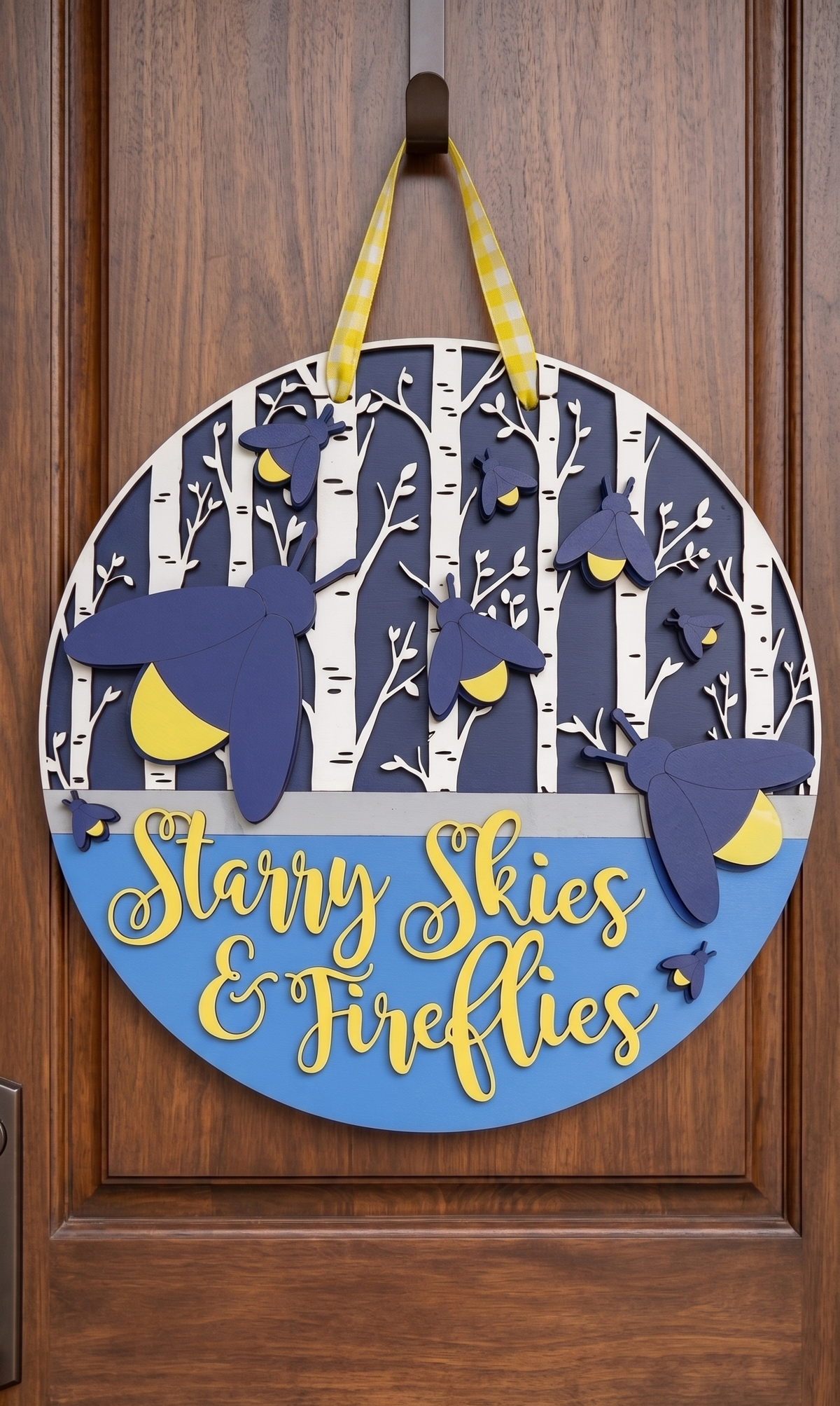 Starry Skies & Fireflies – Layered Wooden Door Hanger