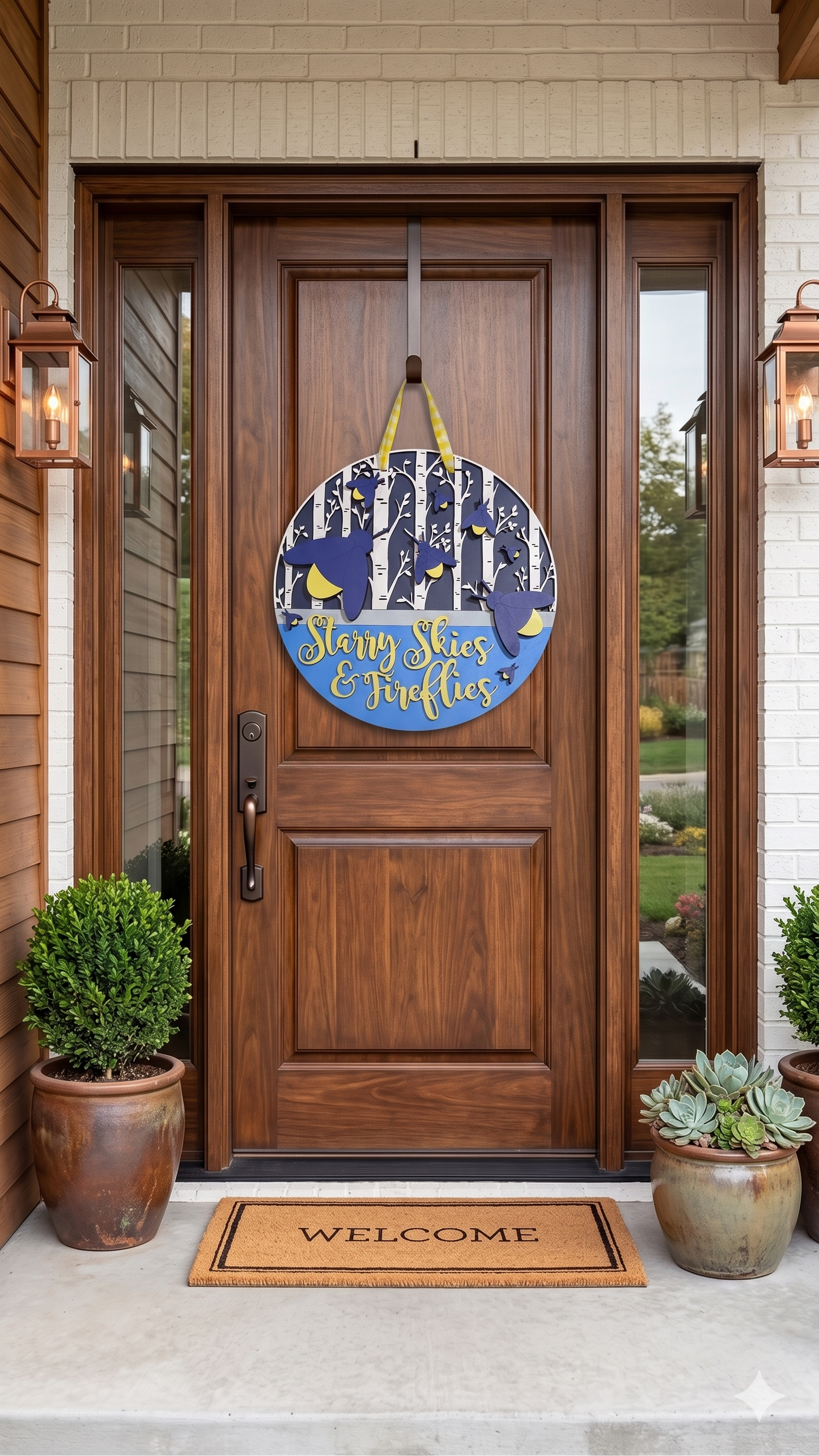 Starry Skies & Fireflies – Layered Wooden Door Hanger