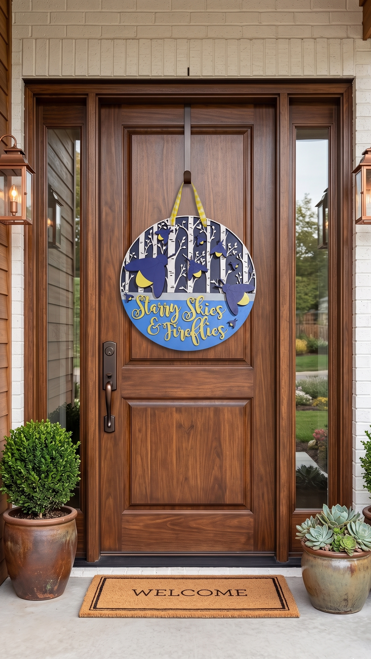 Starry Skies & Fireflies – Layered Wooden Door Hanger
