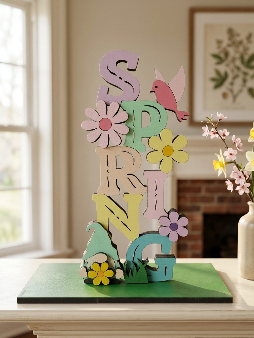 Spring Gnomes – 3D Layered Tabletop Stand