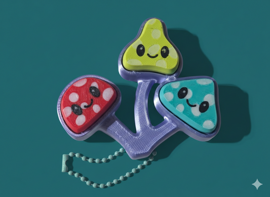 Mushroom Triple Fidget Clicker - 3D Printed Sensory Toy | Wee Bit Nerdy