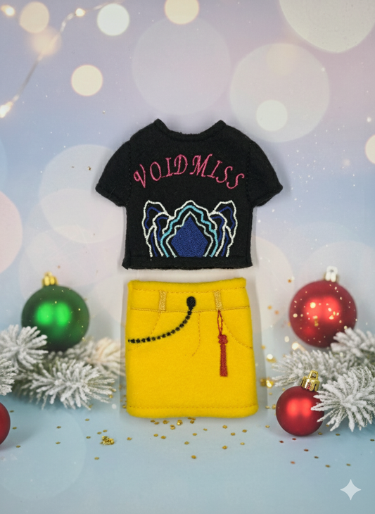 M-Girl Pop Evil Hunters Elf Outfit – 2-Piece Skirt & Top Set | Handmade Fleece Elf Clothes