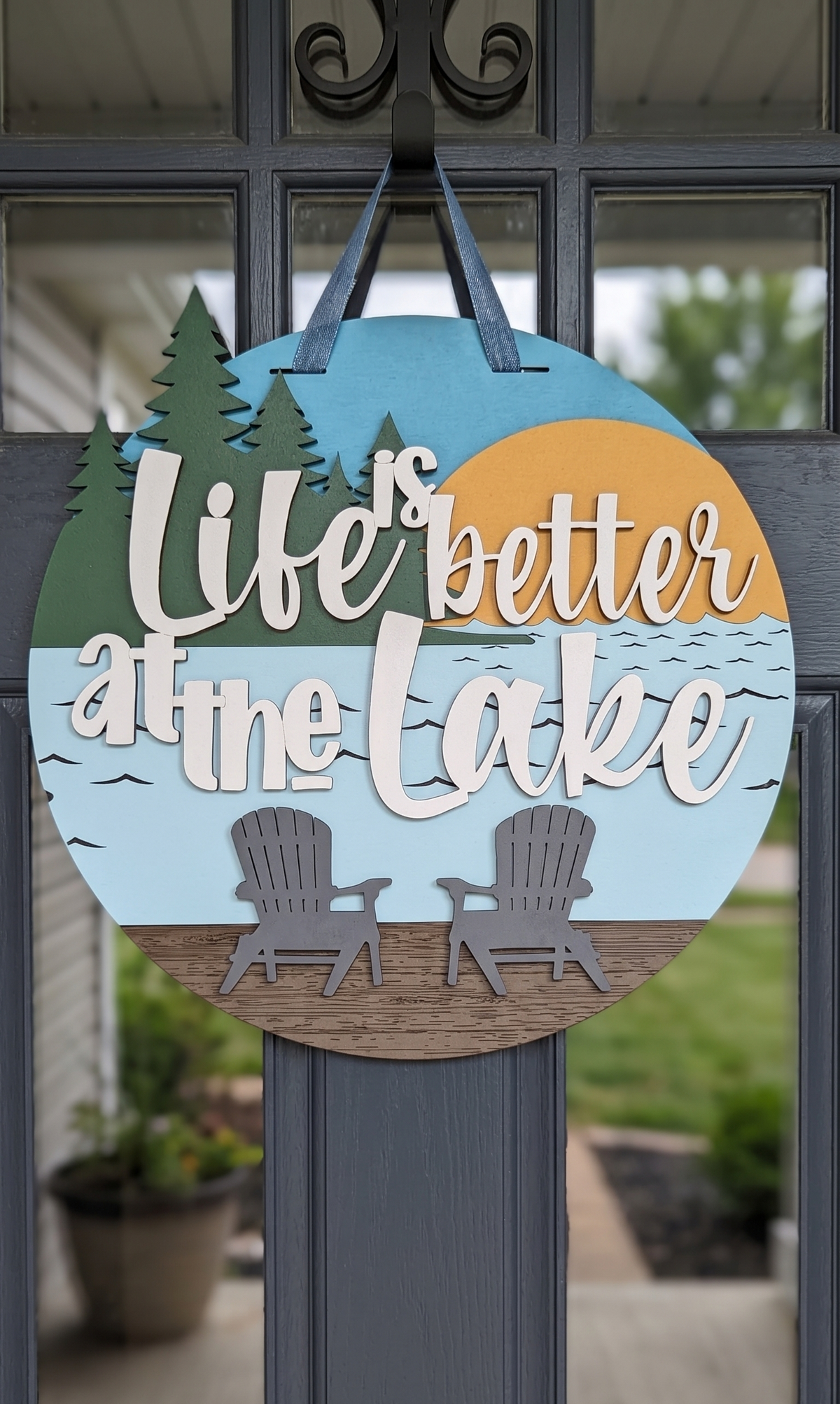 Life is Better at the Lake – Layered Wooden Door Hanger