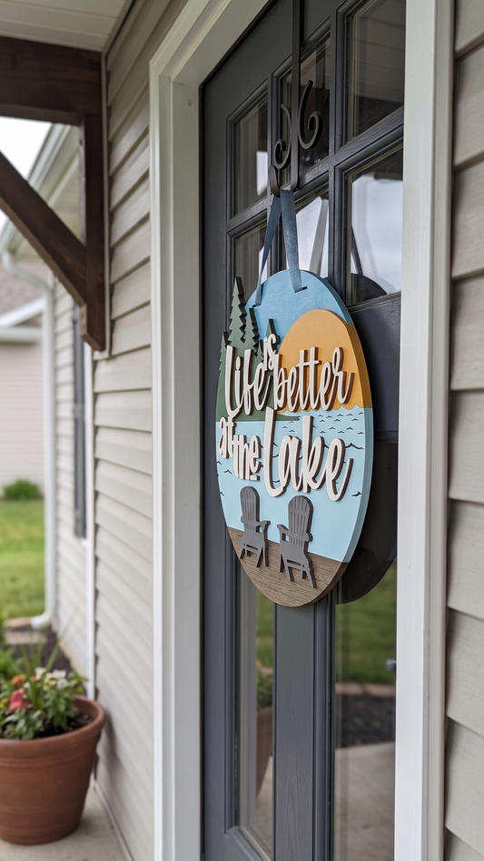 Life is Better at the Lake – Layered Wooden Door Hanger