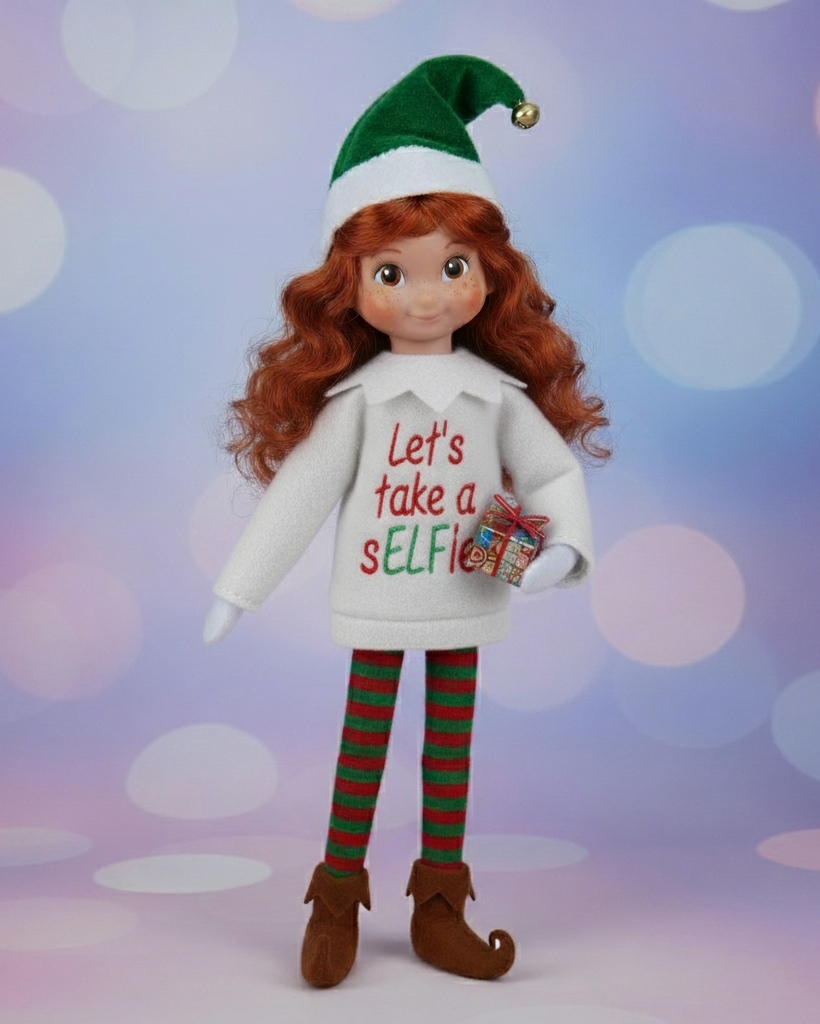 Let’s Take a sELFie! Elf Sweater – Embroidered Holiday Outfit