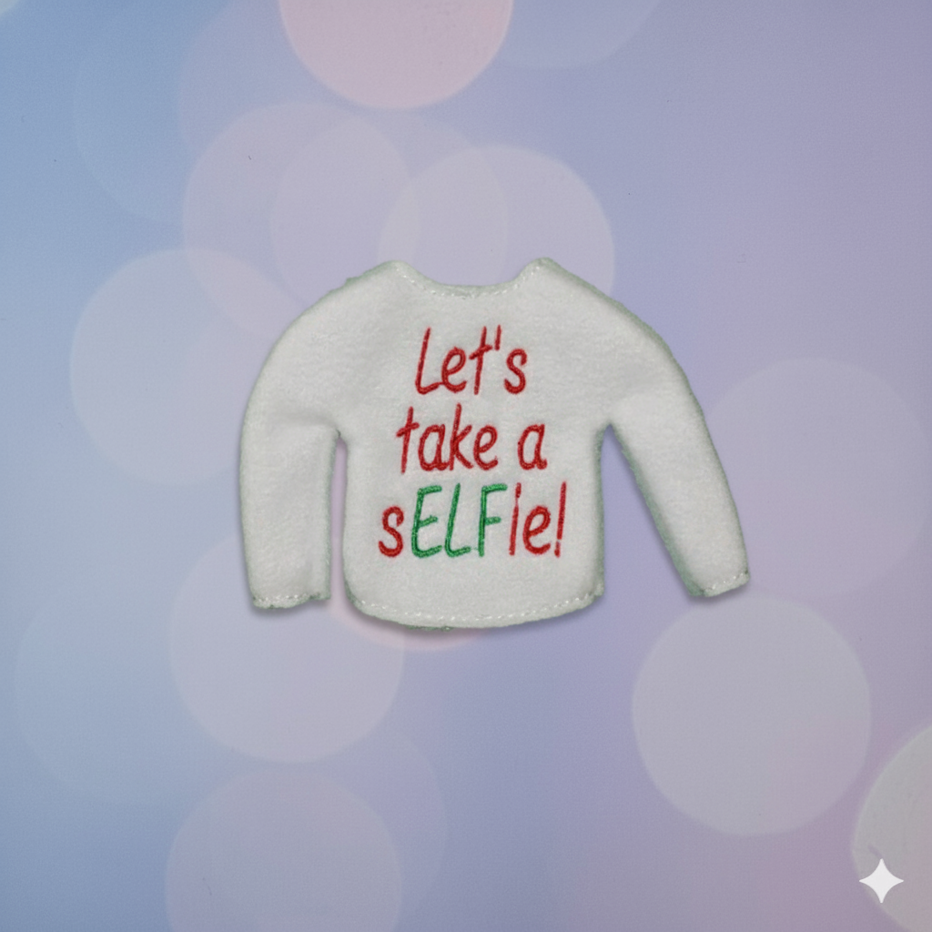 Let’s Take a sELFie! Elf Sweater – Embroidered Holiday Outfit