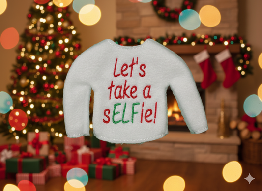 Let’s Take a sELFie! Elf Sweater – Embroidered Holiday Outfit