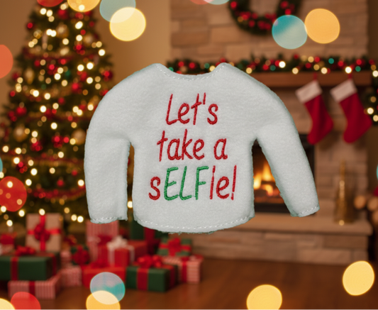 Let’s Take a sELFie! Elf Sweater – Embroidered Holiday Outfit