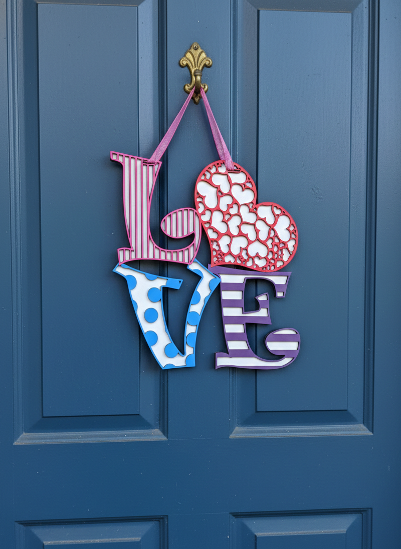 Polka Dot & Stripe LOVE – 3D Layered Door Hanger