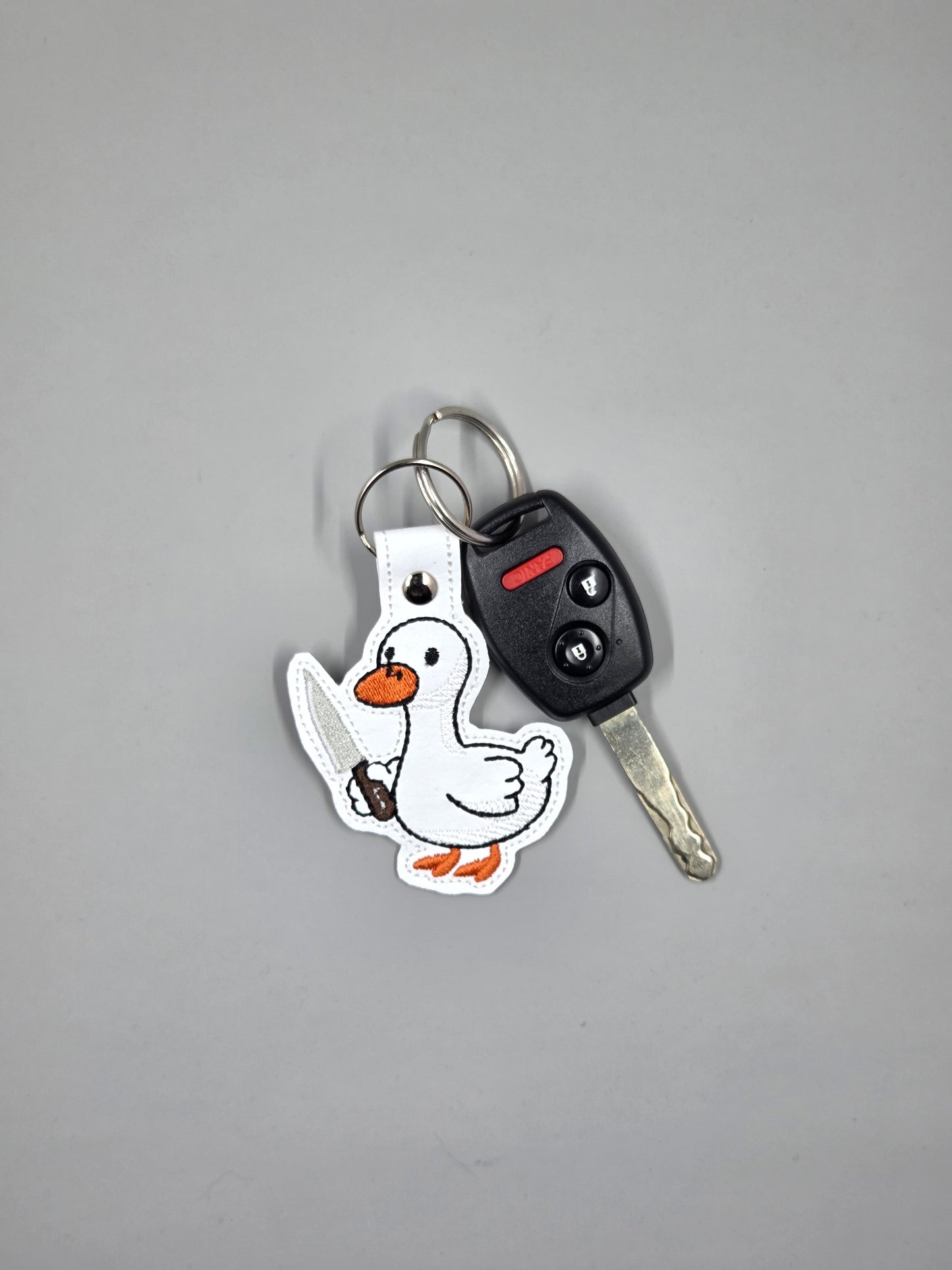 Murder Birder Silly Goose Embroidered Keychain | Funny Vinyl Keychain