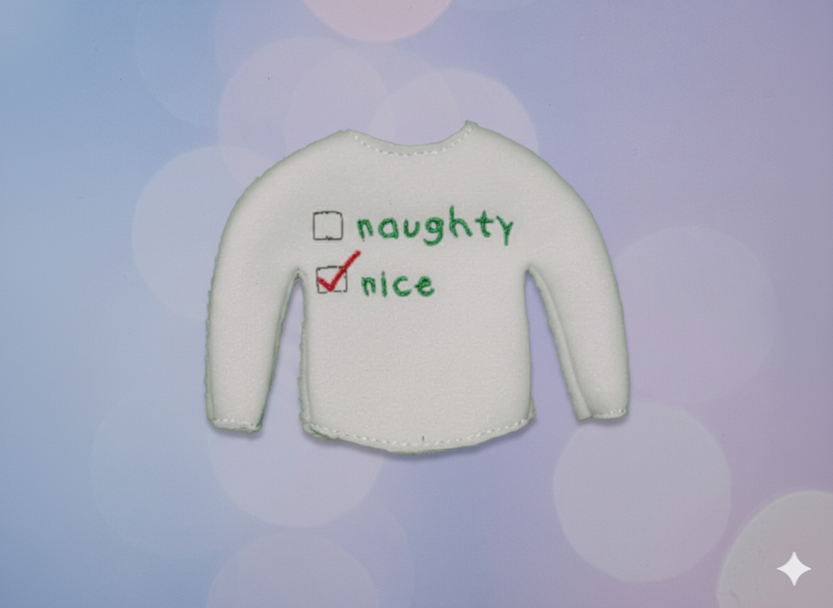 Nice Elf Sweater – Embroidered “Naughty or Nice” Holiday Elf Outfit