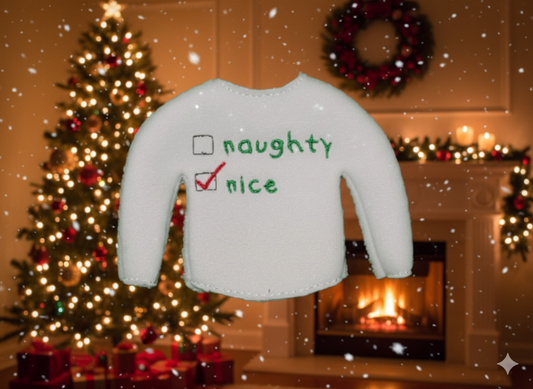 Nice Elf Sweater – Embroidered “Naughty or Nice” Holiday Elf Outfit