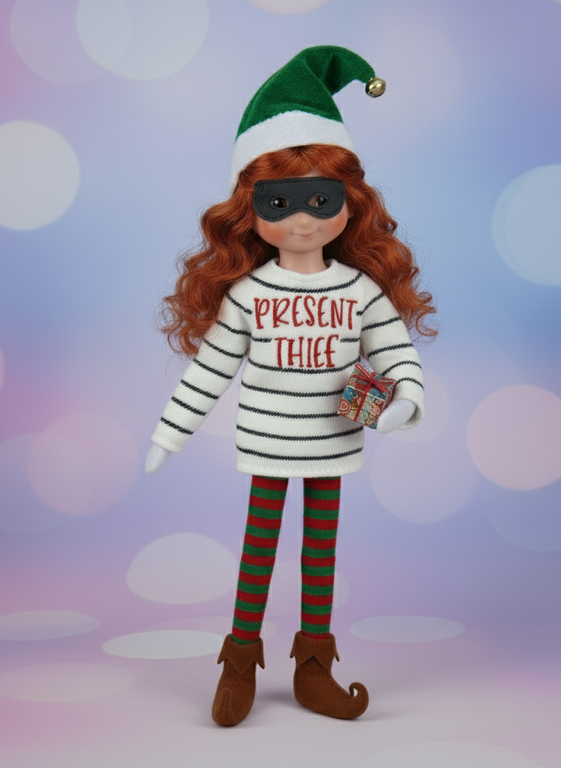 Present Thief Elf Sweater & Mask – Handmade Fleece Outfit for Scout-Style Elves