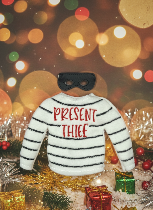 Present Thief Elf Sweater & Mask – Handmade Fleece Outfit for Scout-Style Elves