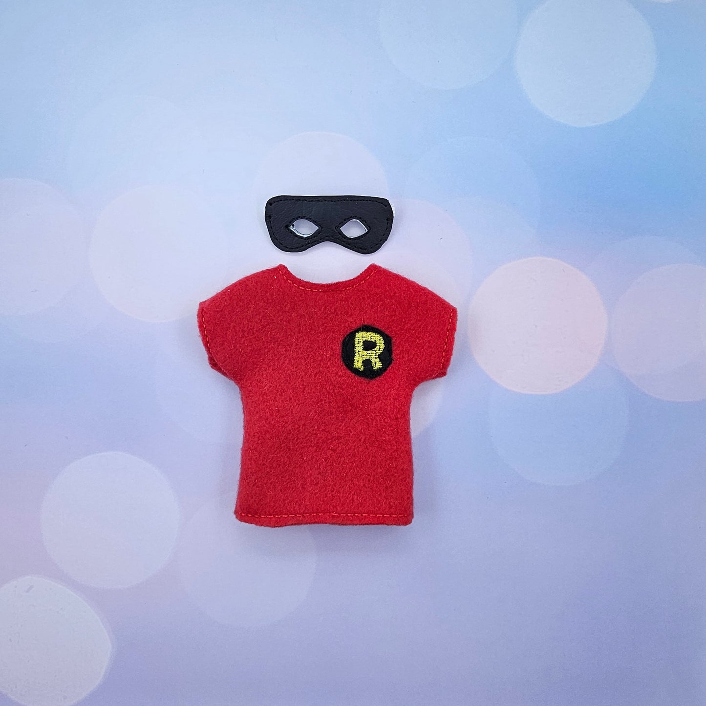 Bat Vigilante Sidekick Elf Costume – Embroidered Fleece Top & Vinyl Mask Set for Mini Elves